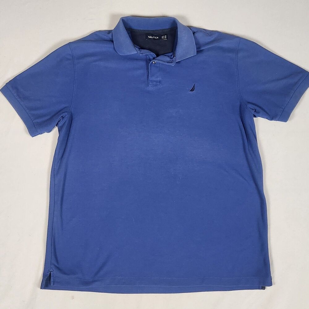 Nautica Polo Shirt Men XXL Blue Short Sleeve Cotton Blend Casual Logo